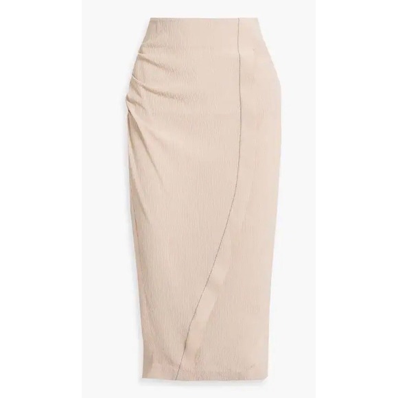 Acne Studios Dresses & Skirts - Acne Studios Textured Ruched Crepon Midi Skirt Beige High Waisted Side Slit